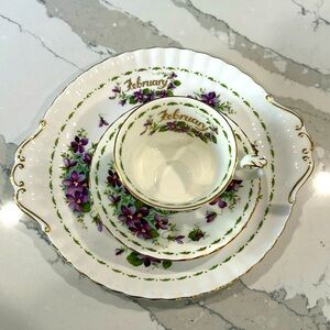 Royal Albert cup, saucer and plate- February